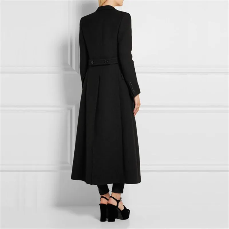 Fashion Solid Long Wool Coat Slim Office Lady Wool Blend Coat and Jacket Double Breasted Women Coats Autumn Winter