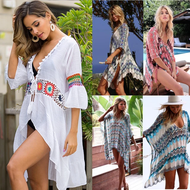 Shein-vestido playero de encaje para mujer, de baño Sexy, estilo Crochet _ - AliExpress Mobile