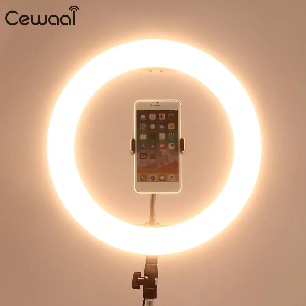

14 inch 36cm Photography Fill Light LED Ring Flash Light Selfie Ring Light Tripod Stand Phone Holder 2800-5700 Color For Makeup