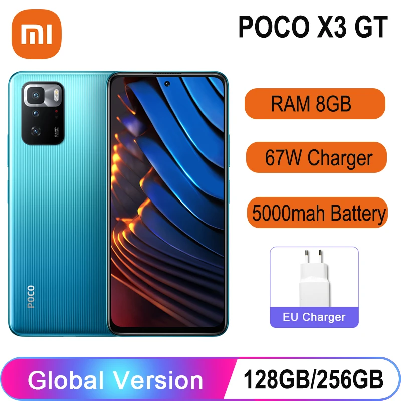 Global Version POCO X3 GT 5G NFC Smartphone 8GB 128GB/256GB 120Hz 67W Quick Charger 64MP Camera Celulares Real Stock in Brazil