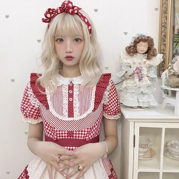 

BUQI Blonde Wig Medium Lenght Curly Wave Synthetic Wig Cosplay Lolita Daily Heat Resistant Fake Hair For Girl