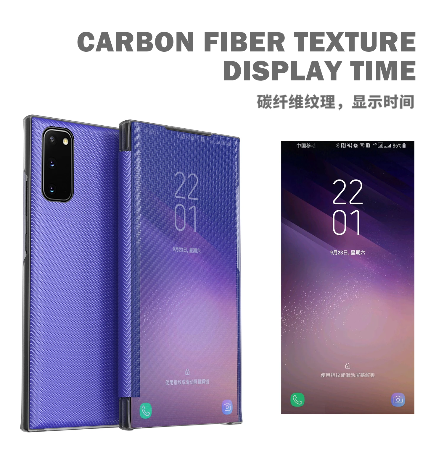 Phone Case For Xiaomi Redmi Note 9S 9T 10T 9 Power Poco X3 NFC M3 Pro Max Carbon fiber Smart flip Foldable Shockproof Back Cover