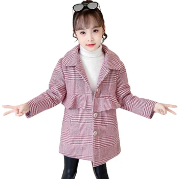 

Girls Jacket Outerwear Plaid Pattern Girl Coats Kids Ruffles Children's Jackets Casual Style Children's Clothing Girl