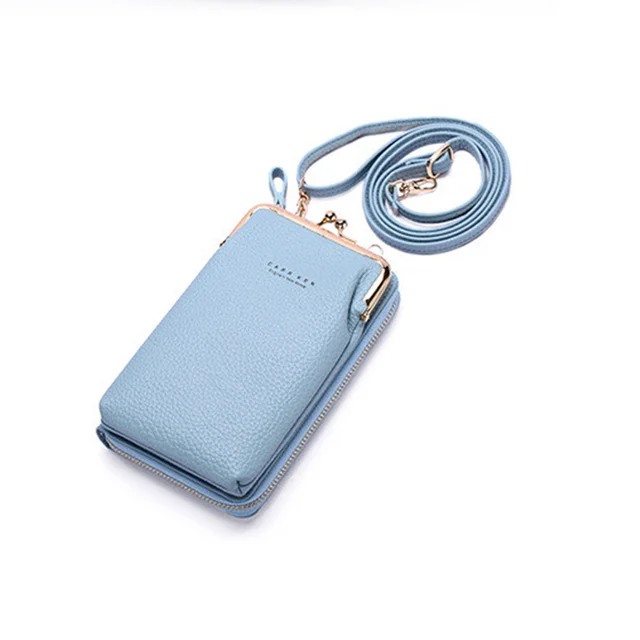 PU Leather Women Mobile Phone Bag 2021 New Purse Clutch Handbag Solid Color Crossbody Bags For Ladies Mini Wallet 4