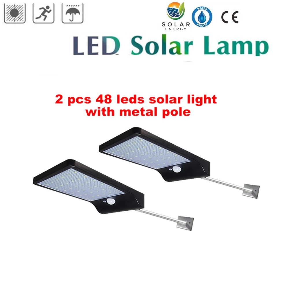

2/4pcs 48 LED Solar light 3modes solar Powered Panel PIR Motion Sensor Wall lamp Yard Fence Outdoor Path Street Garden lighting