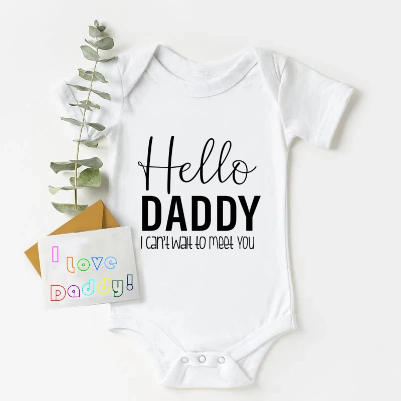 Боди детское с коротким рукавом летний для новорожденных надписью Hello Daddy