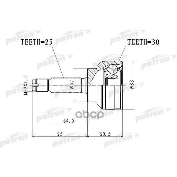 Шрус Наружный 25x57x30 Mitsubishi Lancer Cs 00-09 PATRON арт. PCV3148