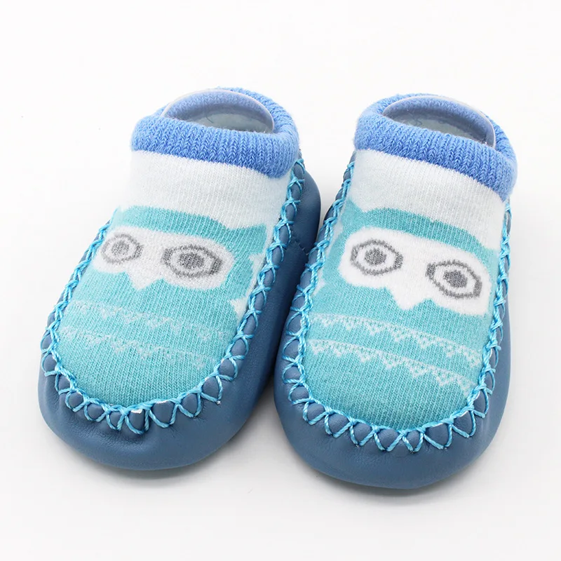 blue owl Spring Autumn New Cartoon Baby Baby Shoes Socks 0-3 Years Old Cotton Socks Soft Bottom Anti-slip Babies Shoes for Baby Girl - Цвет: blue owl