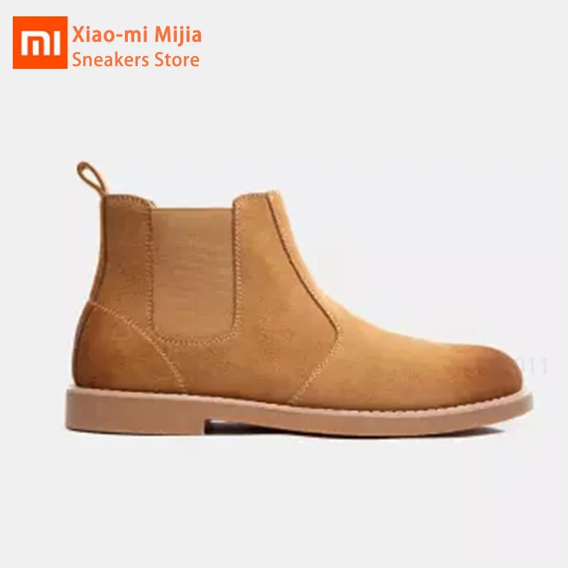 Xiaomi Mijia/мужские ботинки; обувь из натуральной кожи; ботильоны; высокое качество; замша; верхняя часть для мужчин; модные осенне-зимние ботинки; Теплые 38-44