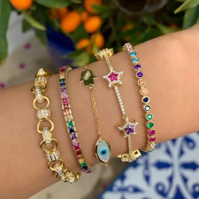 Модный Ювелирный браслет смешанный разноцветный квадратный из бисера CZ