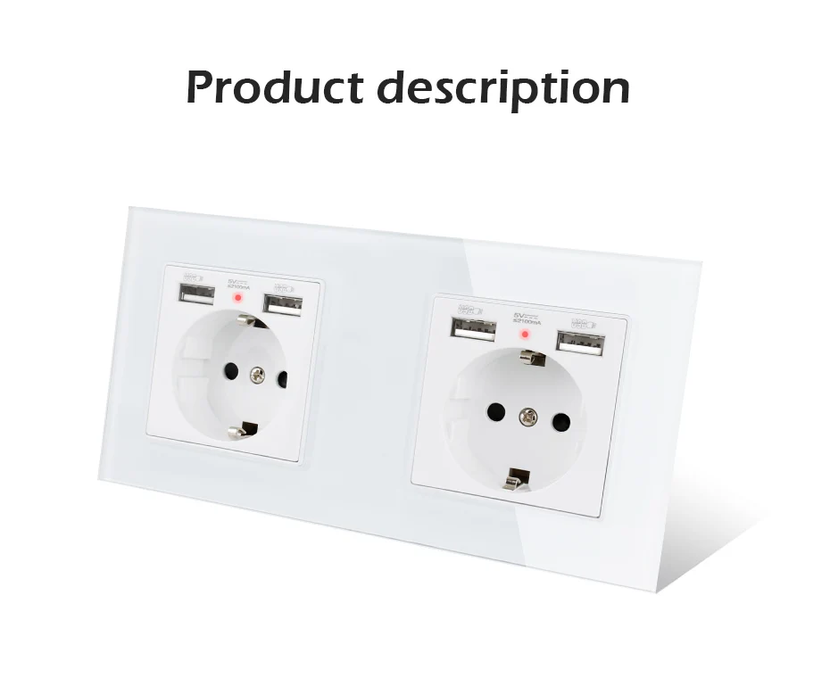 Minitiger 2 комплекта Россия Испания настенная розетка стандарта ЕС+ двойной USB порт зарядки скрытый мягкий светодиодный индикатор стеклянная панель 172*86 мм