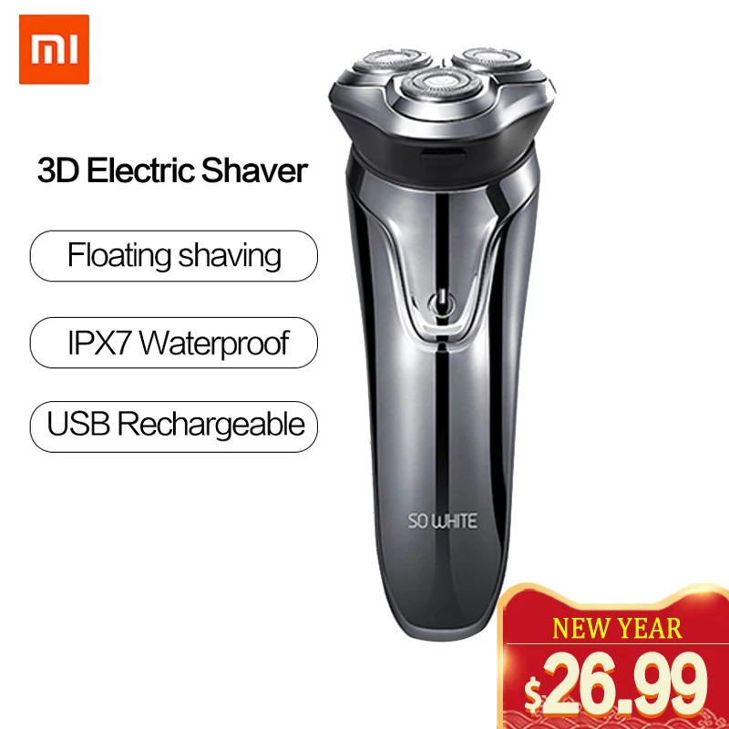 

Xiaomi PINJING SO WHITE Electric Shaver Razor Men Washable USB Rechargeable Wireless 3D Smart Control Shaving Beard Machine