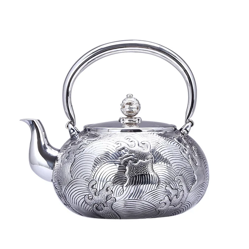 

Teapot, kettle, hot water teapot, iron teapot, stainless steel kettle, tea bowl, 1100ml capacity, handmade S999 sterling silver