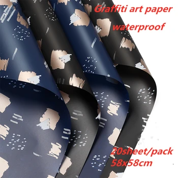 

Waterproof Wrapping Paper Craft 58x58cm Graffiti Arts Paper For Wedding Birthday Gift Wrap DIY Flower Decor Pacaking Supplies