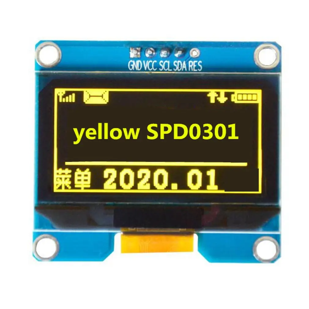 5 Pin yellow IPS 1.54 Inch 5/7 Pin OLED Display Screen Module Board 128x64 SPD0301 Drive IC I2C Interface White/Blue/Yellow - Комплект: 5 Pin yellow
