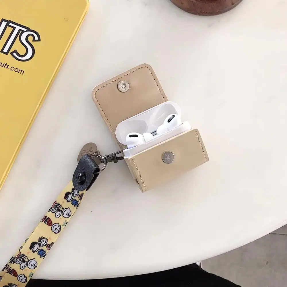 Милый кожаный карман для Apple AirPods pro 3, Bluetooth, беспроводные наушники, чехол для зарядки, шнур