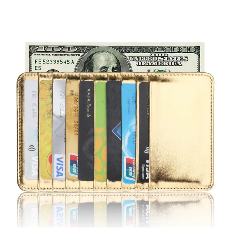 

100PCS Thin PU Leather 18 Card Slots Business Travel Card Holders Long Wallet Credit ID Card Holder Fashion Mini Purse Organizer