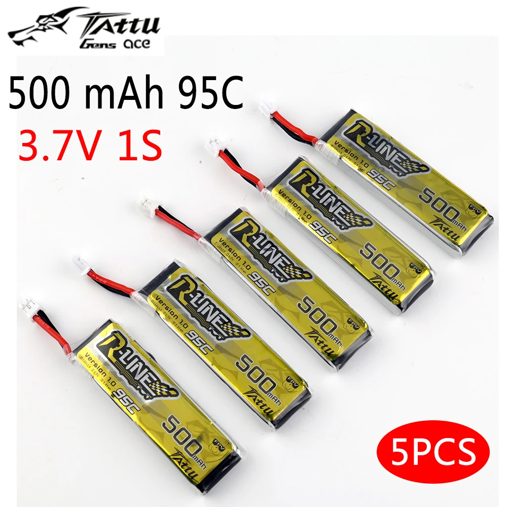 

Tattu R-Line 1.0 LiPo Rechargeable Battery 500mAh 95C 1S 3.7V with PH2.0 Plug for RC FPV Racing Drone Quadcopte