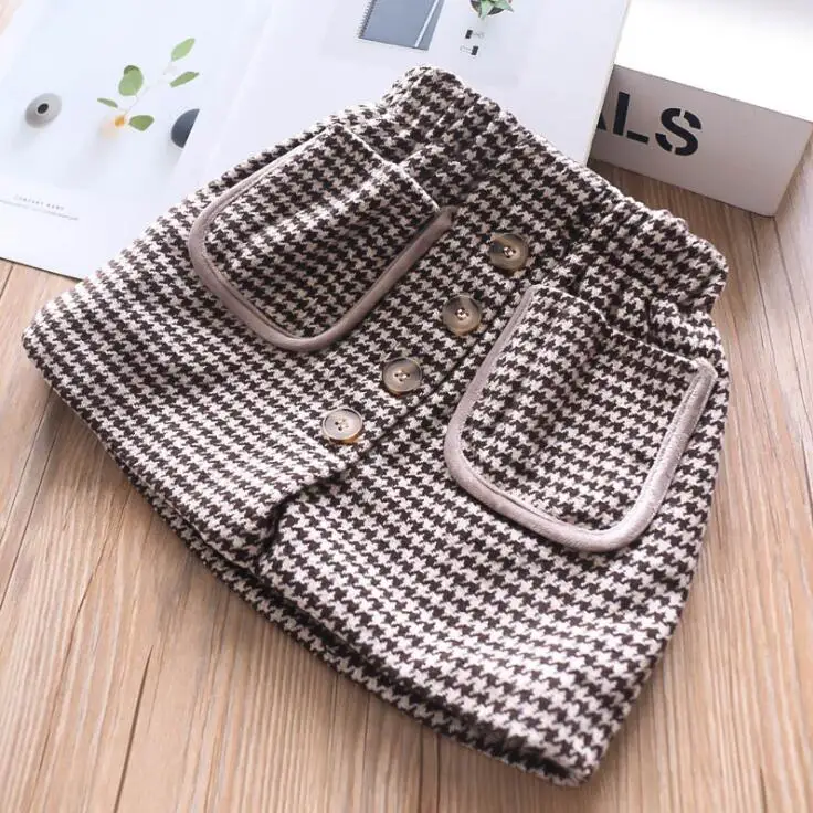 Черный new wholesale girls plaid skirt winter fashion girls skirts 2-7 years HH545 - Цвет: Черный
