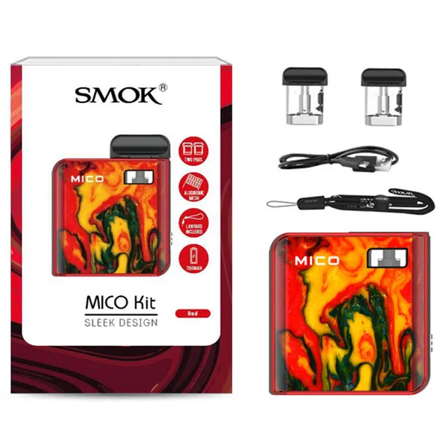 Red Комплект SMOK MICO, аккумулятор 700 мА/ч, картридж 1,7 мл, 26 Вт, Ом, Обычная катушка, электронная сигарета MTL Vaping - Цвет: Red