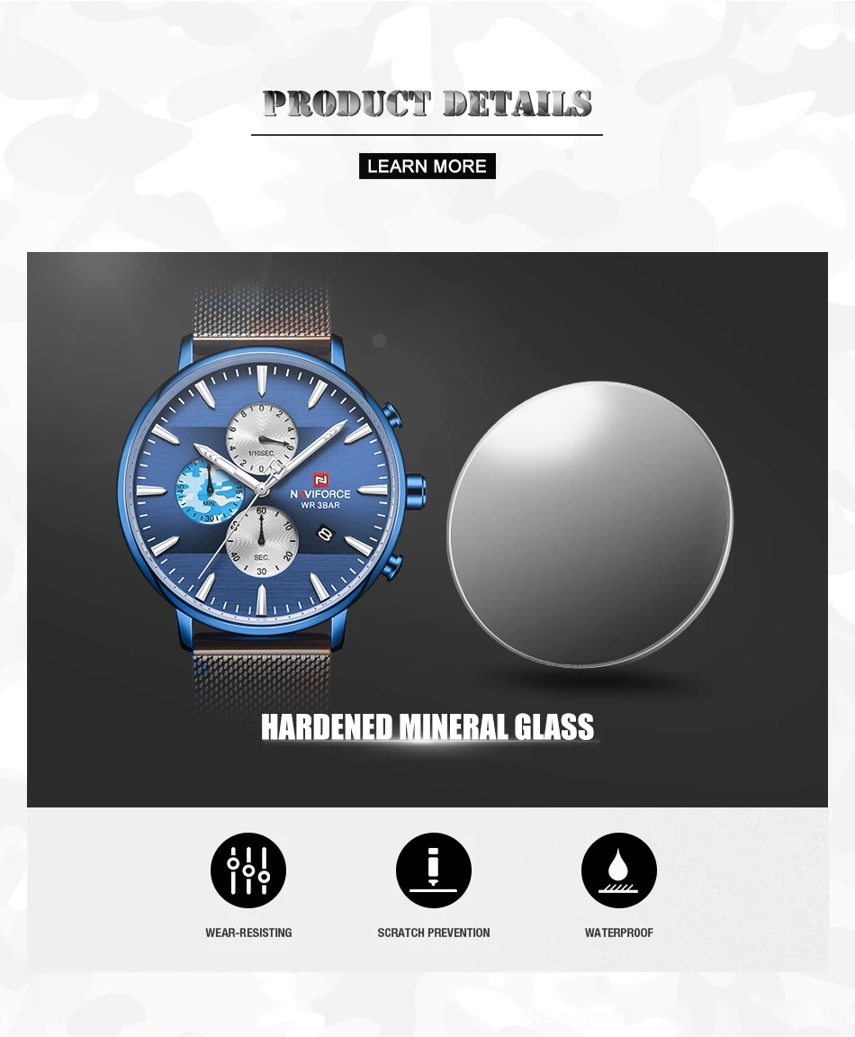 NAVIFORCE Топ часы мужские брендовые Роскошные модные кварцевые мужские водонепроницаемые часы спортивные камуфляжные наручные часы Relogio Masculino