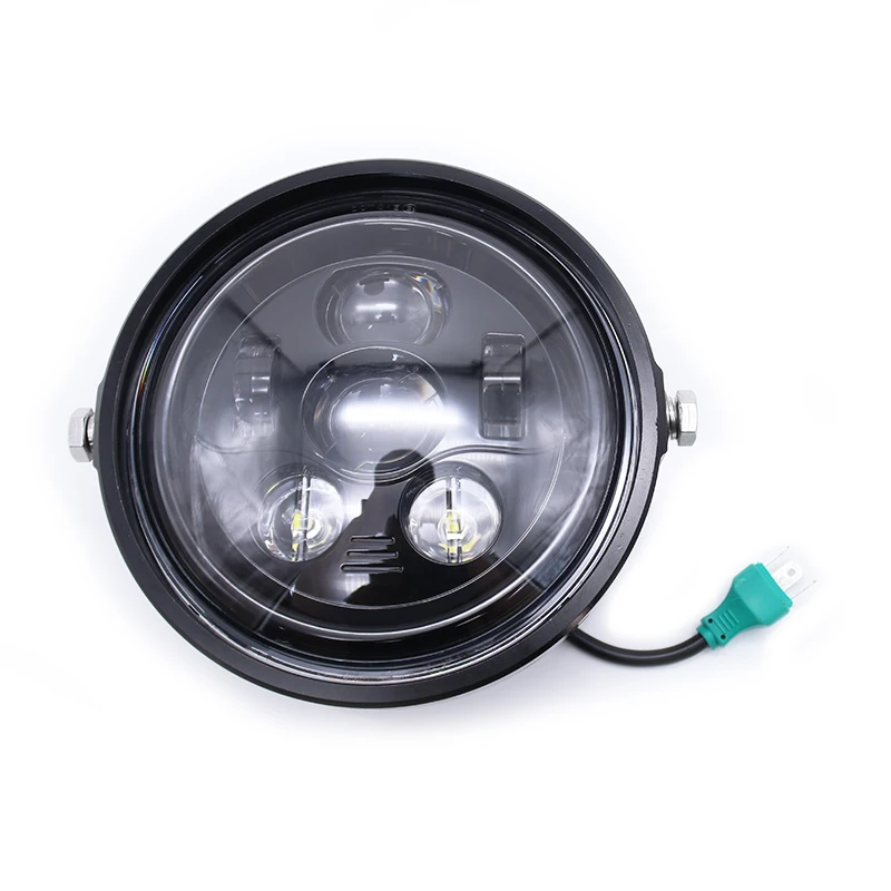 7 дюймов мотоцикл фара светодиодный Projecter Hi& lo луч налобный фонарь для Harley Sportster Street Bob Wide Glide Low Rider - Цвет: Black