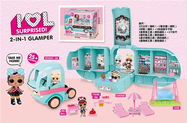 Original LOL Surprise Dolls DIY 2-in-1 Bus GLAMPER Toy Lol Doll Play