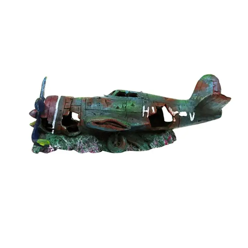 Resin Craft Fish Tank Plane Artificial Wreckage Decor Aquarium Landscape Ornament | Дом и сад