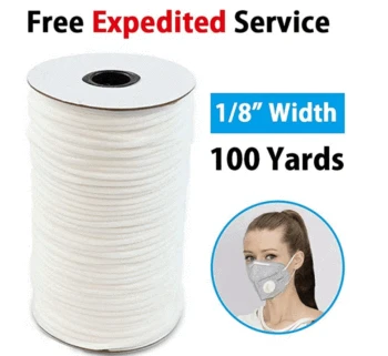 

100Yards Elastic Rope 0.119In Elastic Polyemide Stretch Band Craft Sew DIY for Face Mask Mouth Masks Daily Use Length-adjusted