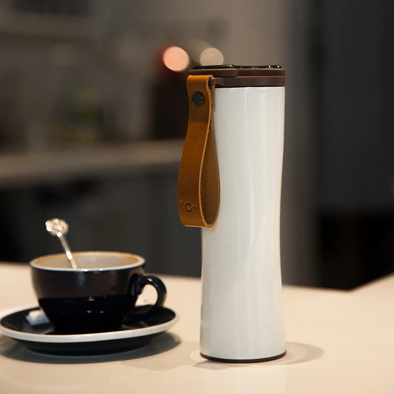Новая кружка для путешествий Moka Smart Coff для кофе, 430 мл, портативная Вакуумная бутылка с OLED контактным экраном, сохраняющая тепло, из нержавеющей стали