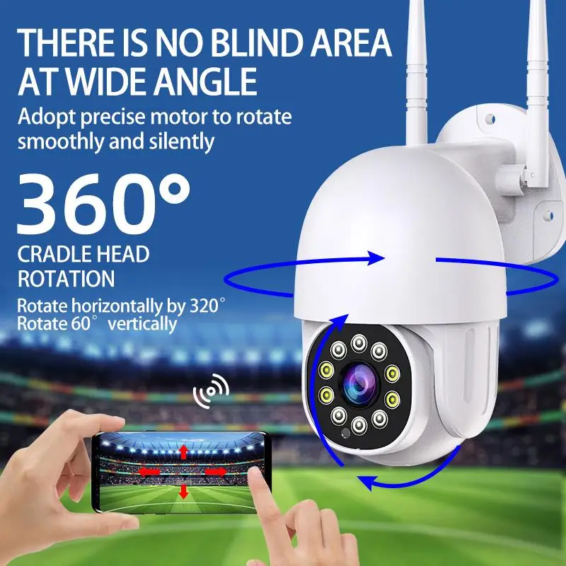 

WiFi Camera Outdoor 2MP Zoom Speed Hemispherical Camera AI Human Detection 1080p Security Closed Circuit Television IP Camera