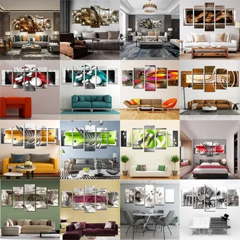 

5 Pieces Decorative Painting Home Hotel Wall Living Room Hall Bedroom Art Posters 3D Color Metal Special-Shaped Canvas Hd Print