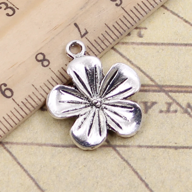 10 шт. в виде цветка 23x19mm тибетская бронзовая Подвески из серебра под старину