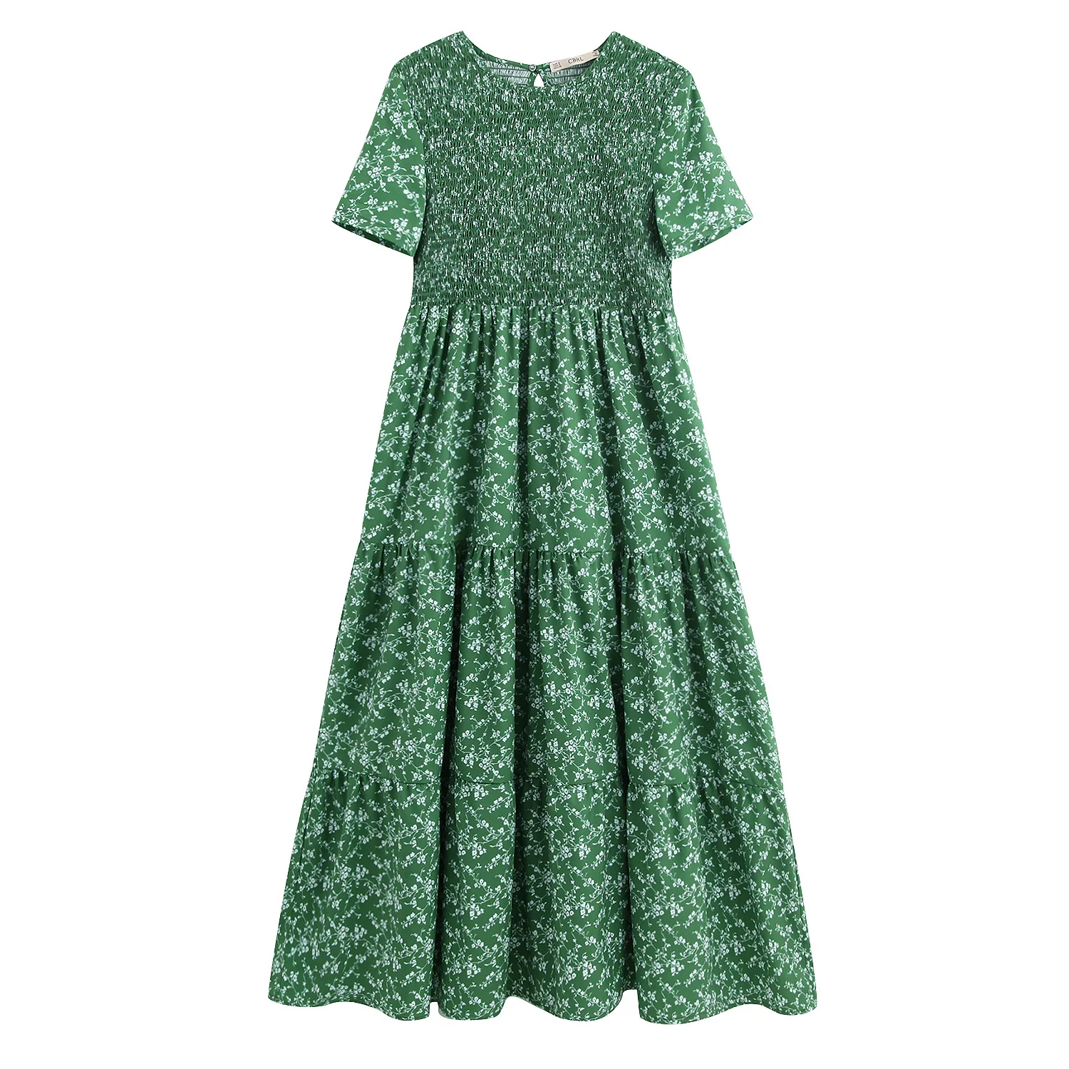 

2019 Spring Europe And America WOMEN'S Dress New Style Elastic Printed Long Dress 9702