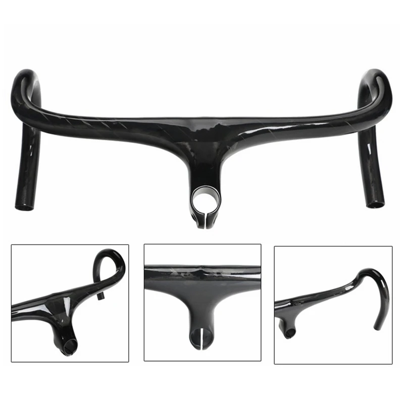 

Full UD Carbon Bicycle Handlebar Bike Road Integrated Handlebar With Stem Cycling Bike Parts Super Light 275g Gloss 400/420/440mm X 90/100/110/120mm