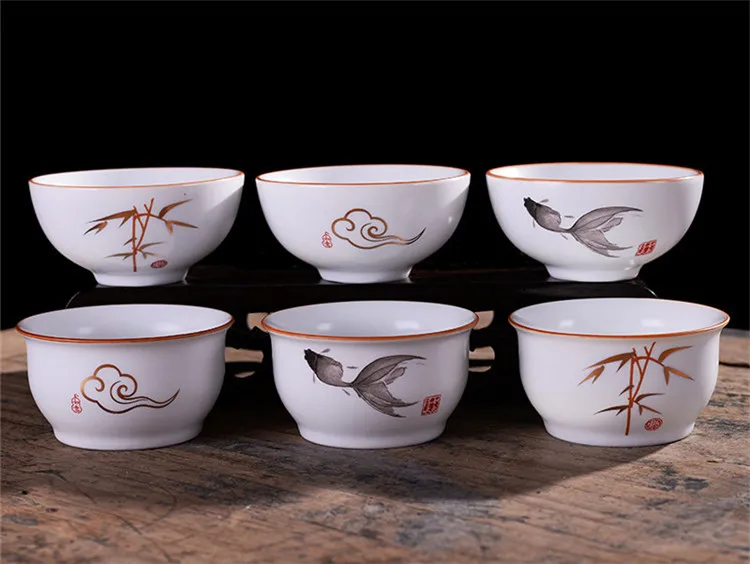 Креативная керамическая дегустационная чайная чашка Матовая Белая китайская чайная чашка 60 мл Samll чайная чаша винная чашка