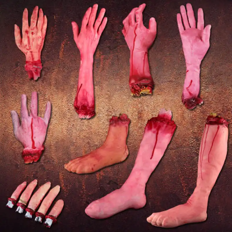 halloween scary fake hand finger leg foot brain