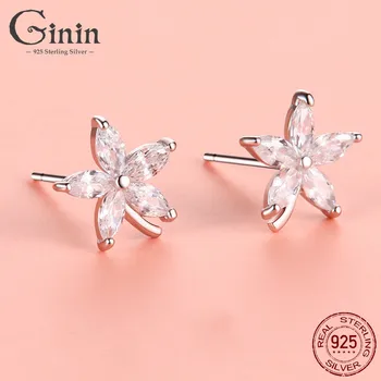 

Ginin 100% 925 Sterling Silver 2020 New Simple Leaves Zircon Stud Earring For Women Female Elegant Engagement Party Gift Jewelry