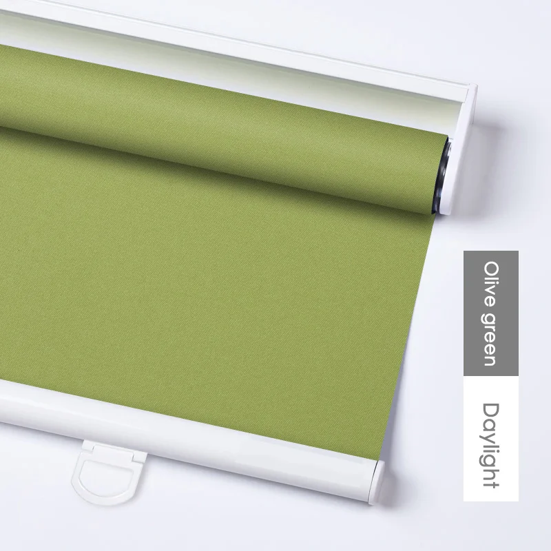 Daylight-Olive green Буровая система Пружинные рулонные шторы водонепроницаемая ткань беспроводные затемненные оконные шторы для Ванная Кухня Офис - Цвет: Daylight-Olive green