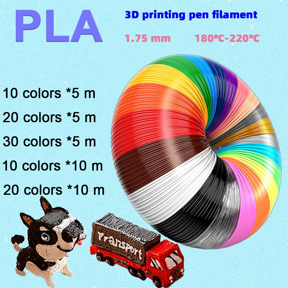 3D 인쇄 펜에 사용 200 미터 20 색 1.75MM PLA 필라멘트 스레드 플라스틱 3 d 프린터 재료 어린이 드로잉 장난감