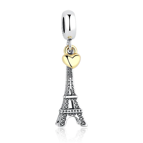 Authentic 925 Sterling Silver Hollow Heart Gold Heart Charm Beads Fit Pandora Bracelet Women Fashion Jewelry Mother Gift - Цвет: PY1276