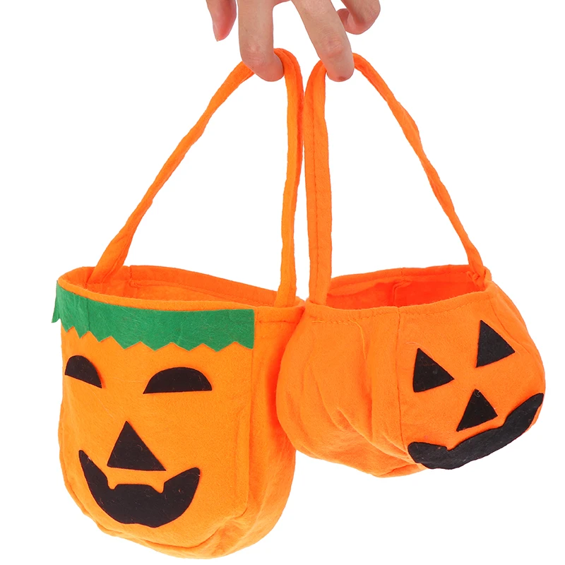 Halloween Foldable Candy Smile Pumpkin Bag Folding Personality Gift Basket Wacky Expressions Treat or Tricky Bags | Дом и сад