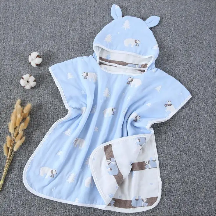 As the photo Gazue/ хлопок, мягкое детское полотенце с капюшоном, 65*60 см, детская накидка с капюшоном, одеяло с капюшоном для детей 2-7 лет, детское банное полотенце, 6 слоев муслина - Цвет: As the photo
