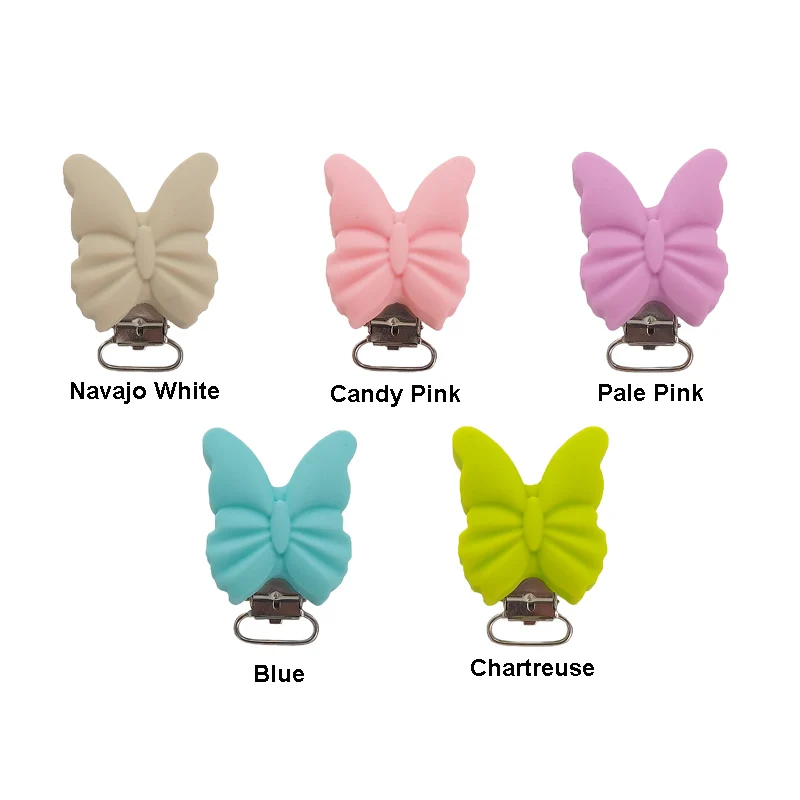 Chenkai 10PCS Silicone Butterfly Clips Baby Cute Animal Teether Dummy Pacifier BPA Free Soother Nursing Jewelry Toy Accessory