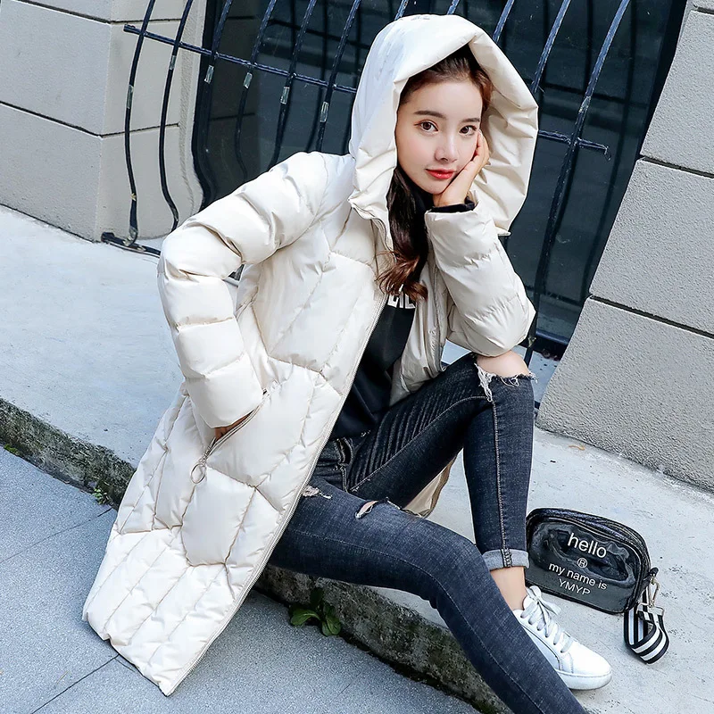 

Hooded Solid Color Mid-length Long Sleeve Pocket Simple Fashion Slim Fit Straight-Cut Explicit Thin Comfortable Warm Women Coat