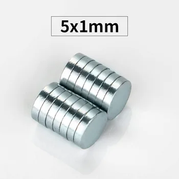 

RKZCT 100pcs/Lot 5 * 1 mm DIY Neodymium Magnet Classic Practical Super Strong Magnets Powerful Small Round Rare Earth Magnetic