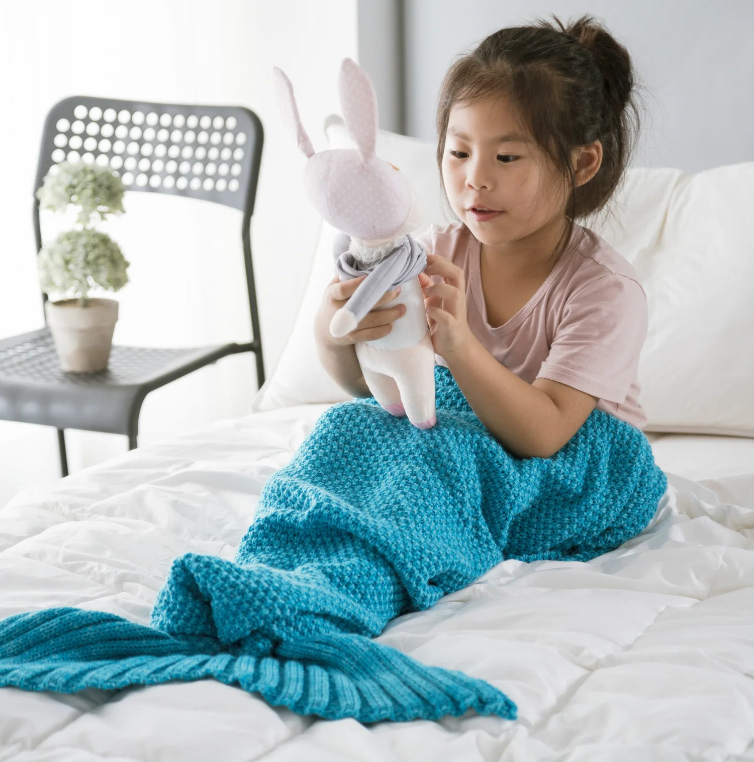 

Children Mermaid Blanket Fish Tail Blanket Knitted Blanket Thread Blanket