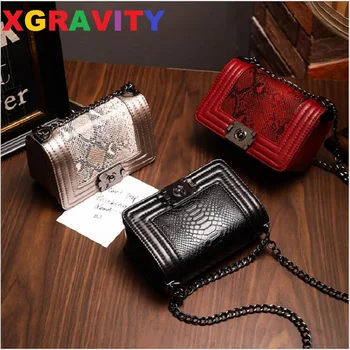 

Luxury Designer Crossbody Bag for Women 2021 Chain Shoulder Handbags Women's Famous Branded Serpentine Bag Snake Skin PU Leather