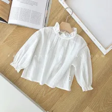 Xdd/детская одежда для младенцев осенняя одежда для детей блузка с длинными рукавами для девочек Универсальный Детский белый маленький Лотос, отложной лист