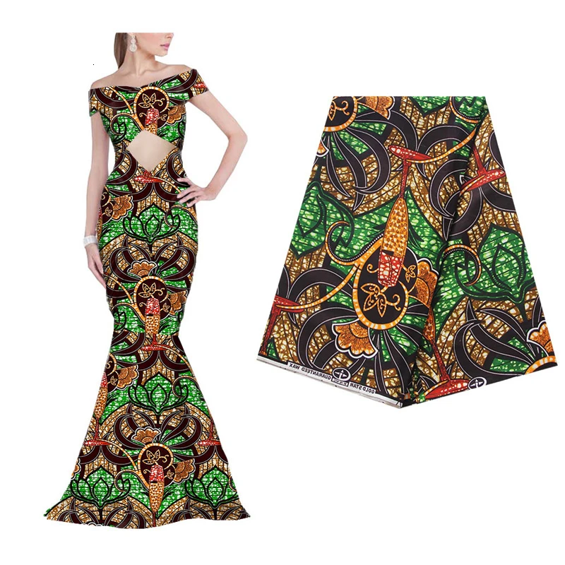 Хлопок африканская печатная настоящая восковая ткань для женского платья швейная ткань батик ткань Анкара настоящая голландская восковая ткань 483